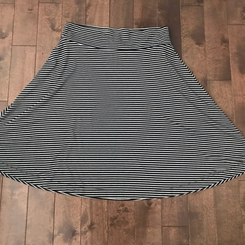 Black and white striped skater skirt